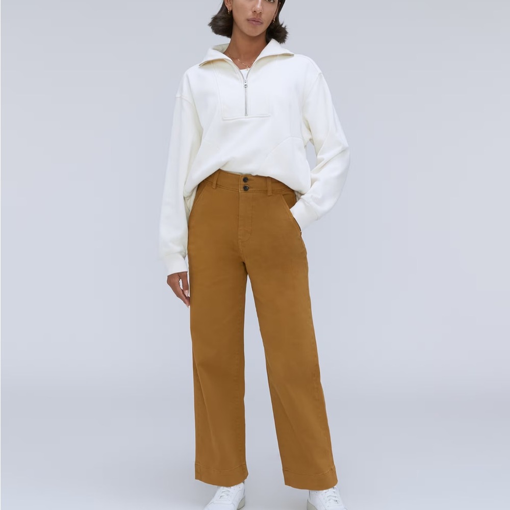 Everlane organic wide leg pants in color Tapenade size 6- NWT